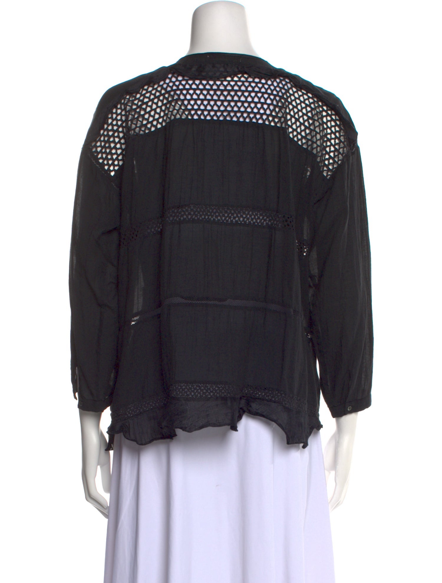 Étoile Isabel Marant Crew Neck Three-Quarter Sleeve Button-Up Top